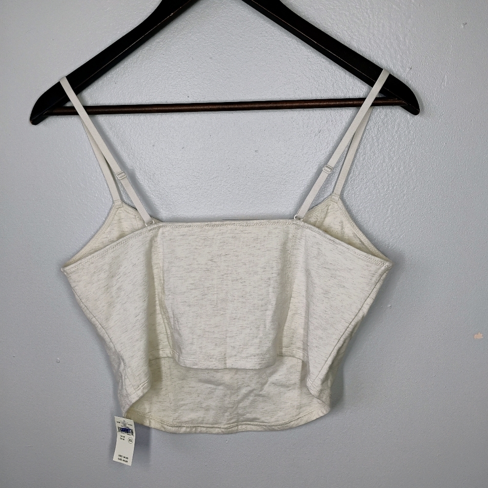 Superchill By Aerie Cotton Lace Corset Bra Top Womens Medium Heather Frost‎ Crop - Picture 3 of 10